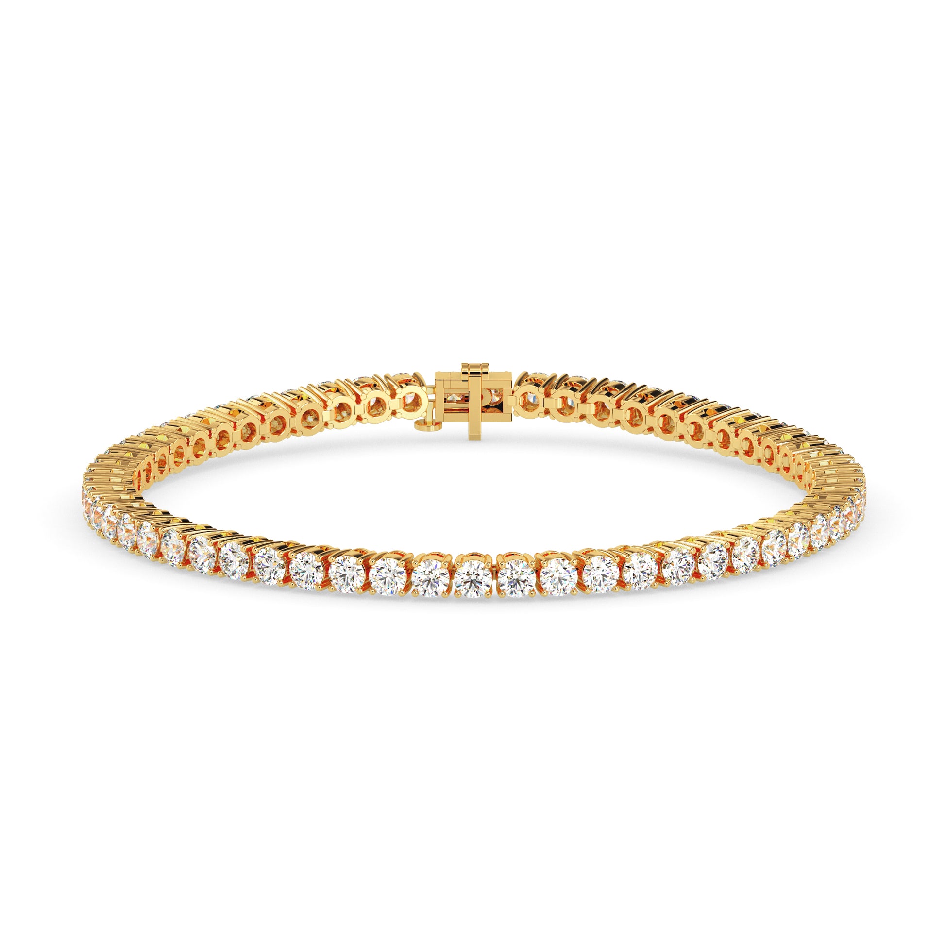 Gold bracelet with diamonds on a white background