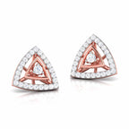 Triangular shaped earrings with gold and diamond accents on a white background