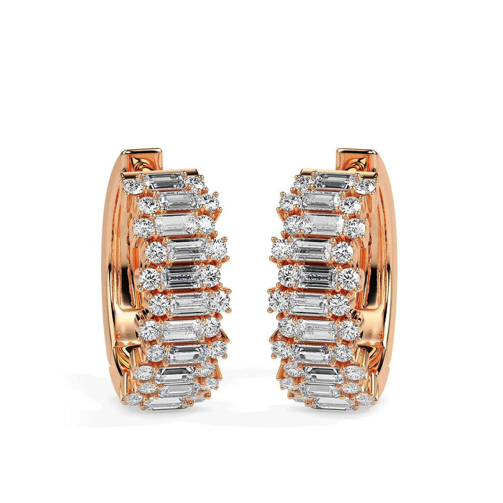 gold hoop earrings with diamond accents on a white background