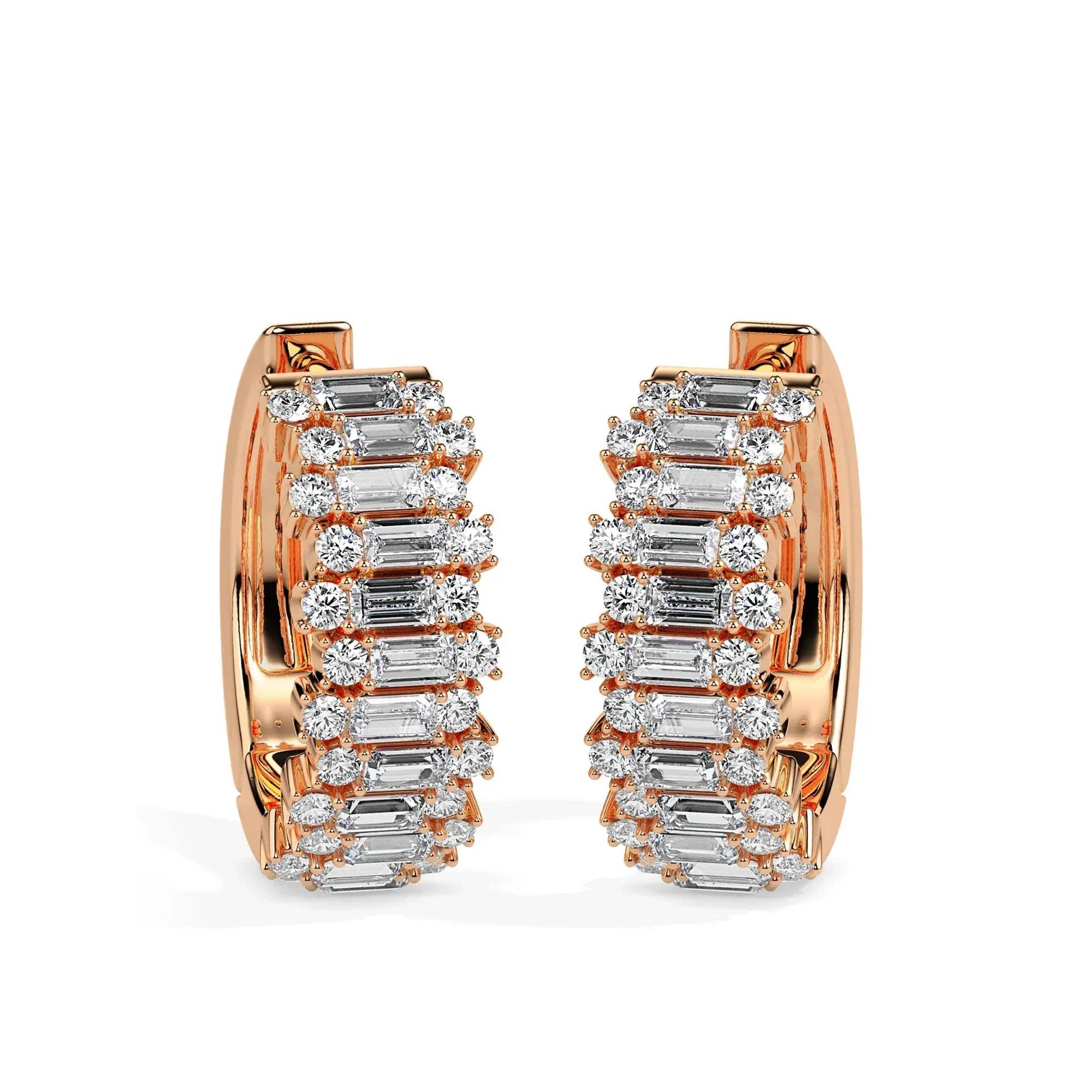 gold hoop earrings with diamond accents on a white background
