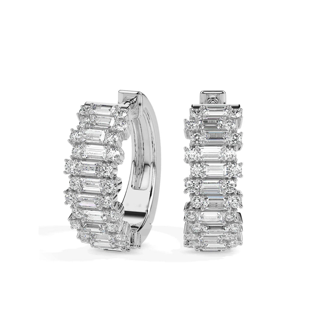 Diamond hoop earrings on a white background