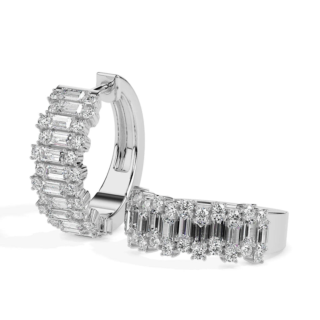 Diamond hoop earrings on a white background
