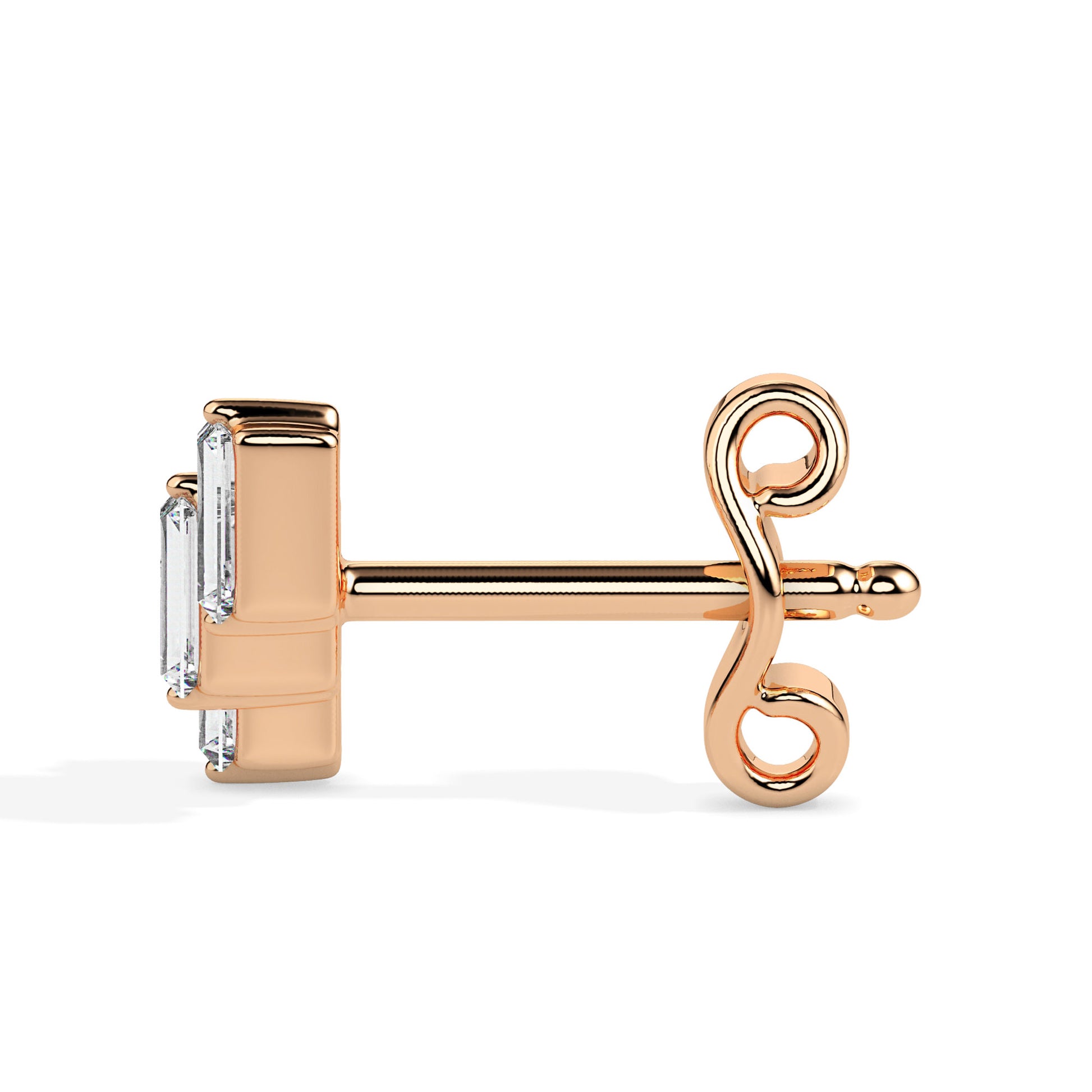 gold earring with a diamond on a white background