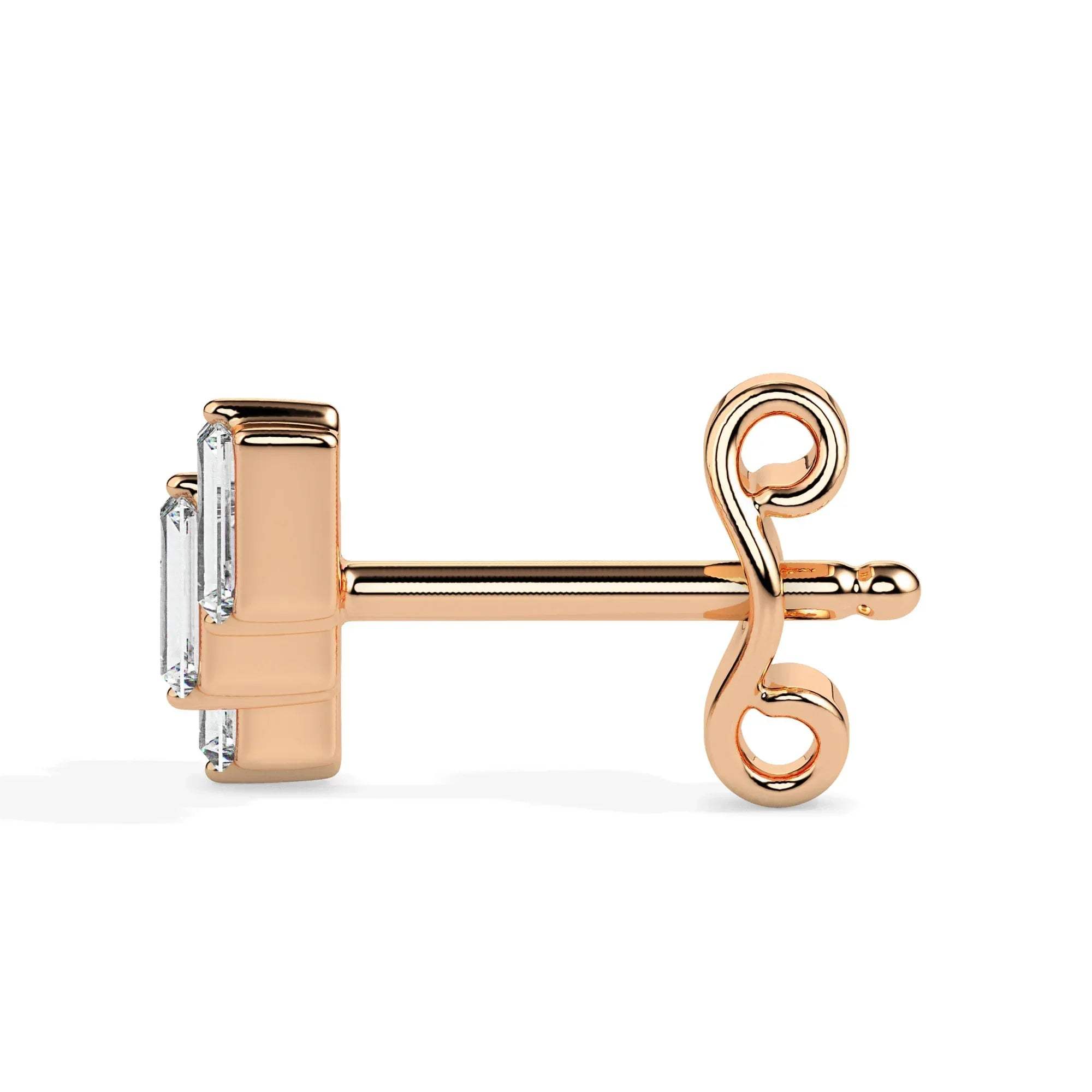 gold earring with a diamond on a white background