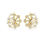Yellow gold earrings with real diamond accents on a white background