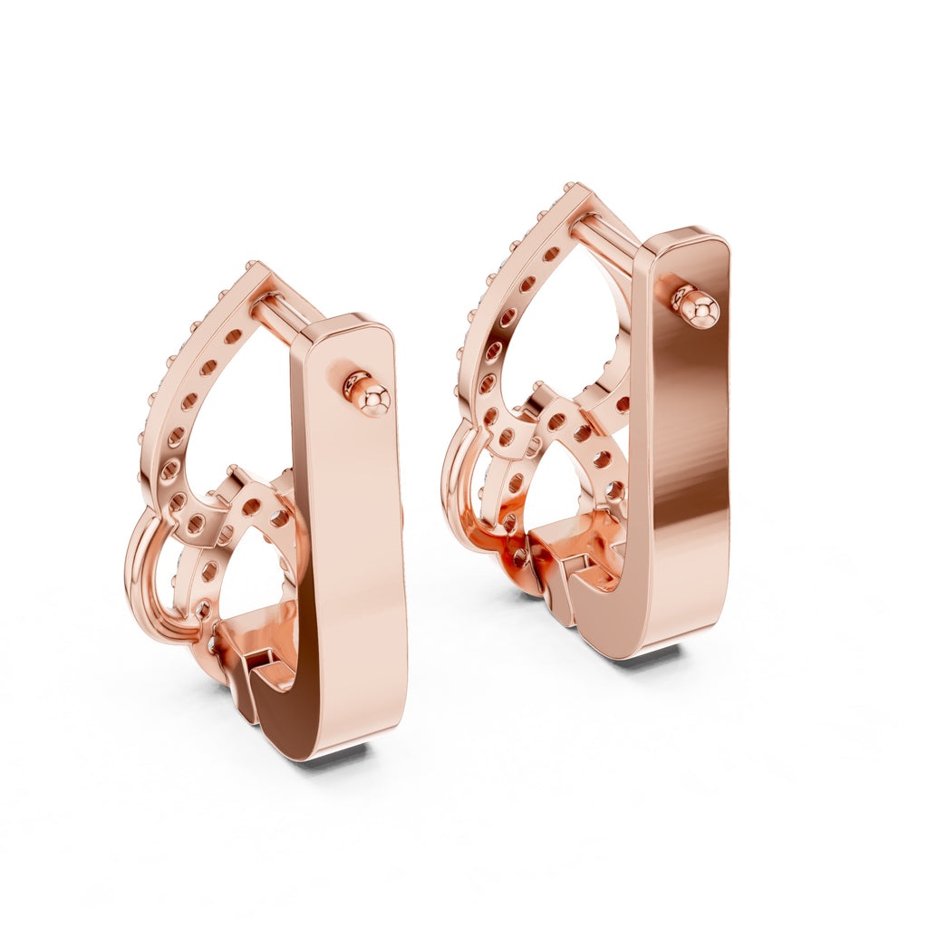 Rose gold hoop earrings on a white background