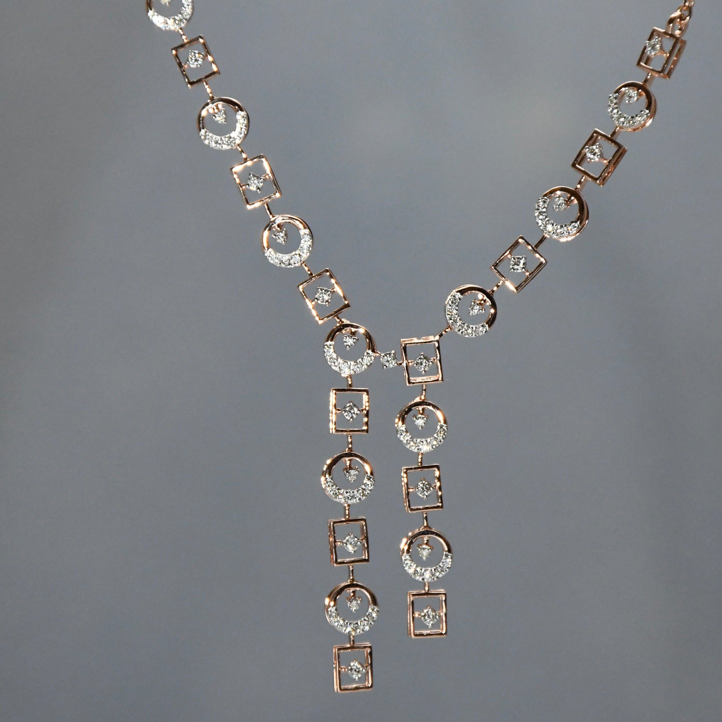 Diamanté necklace on a gray background