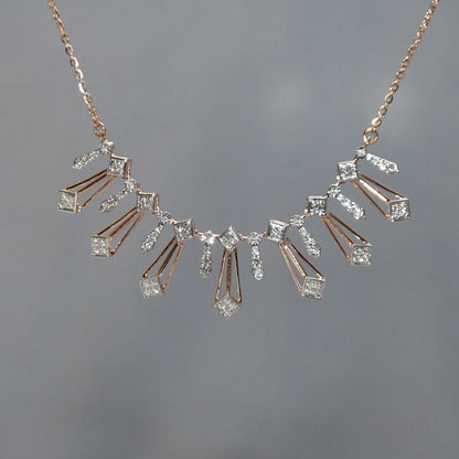 Diamond necklace on a gray background