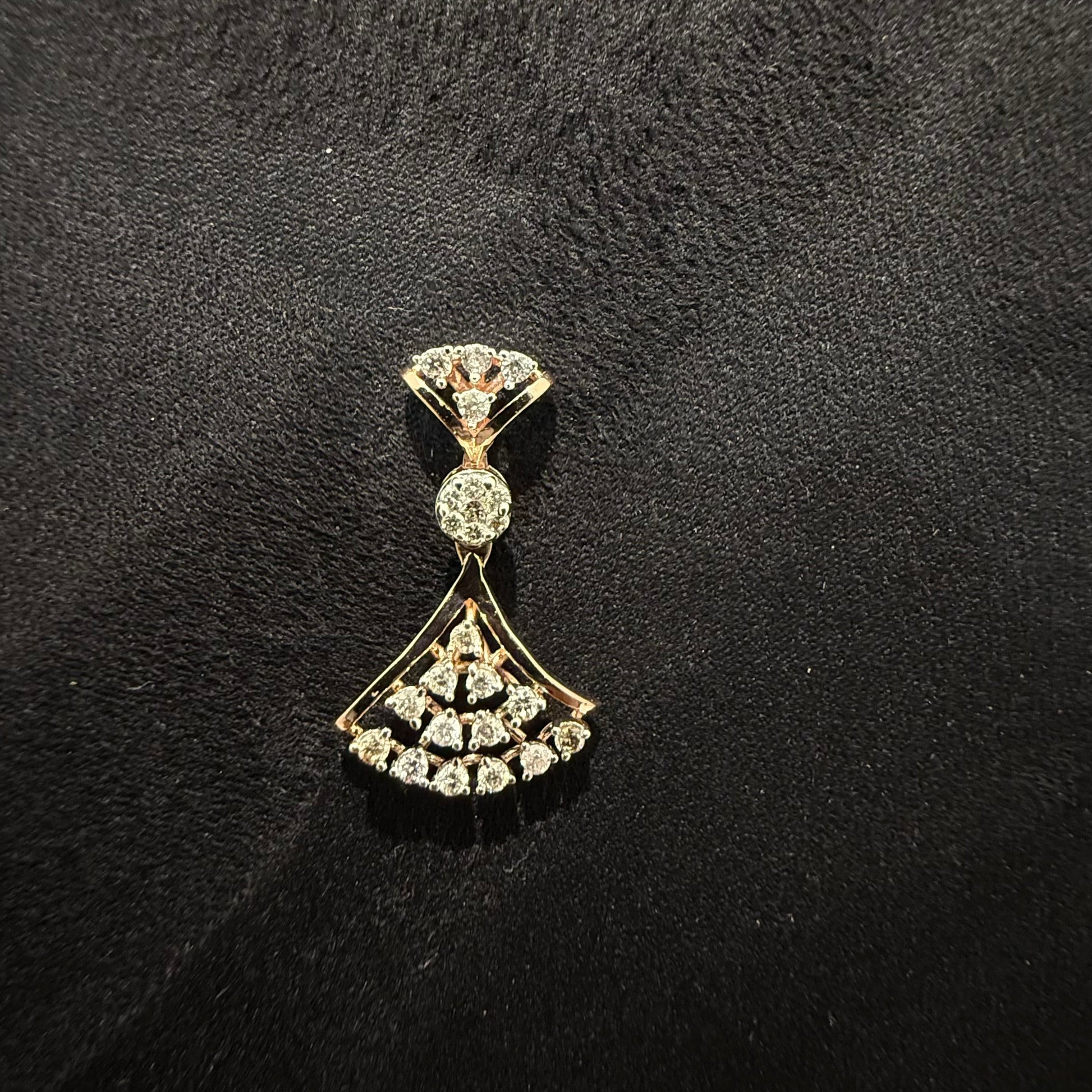 A luxurious gold diamond necklace with earrings set, displayed on a mannequin bust.
