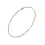 Rose gold tennis necklace with real diamonds on a white background