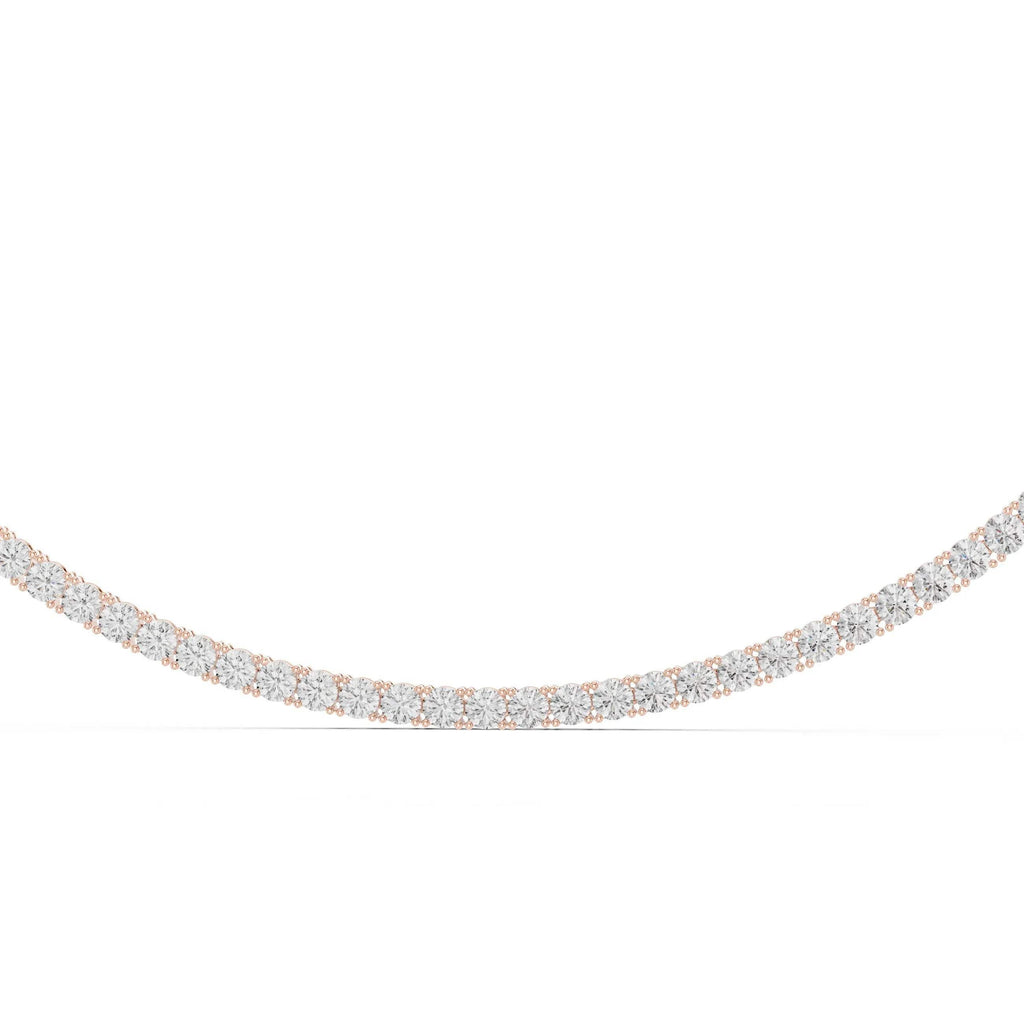 Tennis necklace with real diamonds on a white background