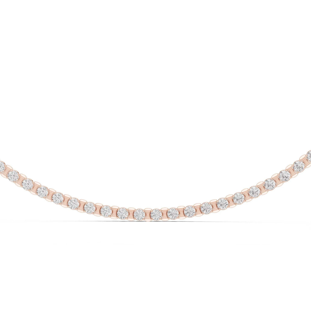 Rose gold necklace with real diamonds on a white background