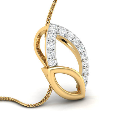 Yellow gold and diamond pendant on a white background