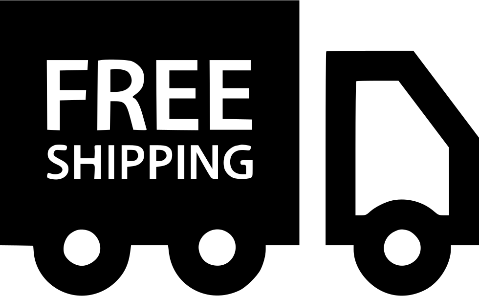 Free shipping icon with a truck graphic on a black background