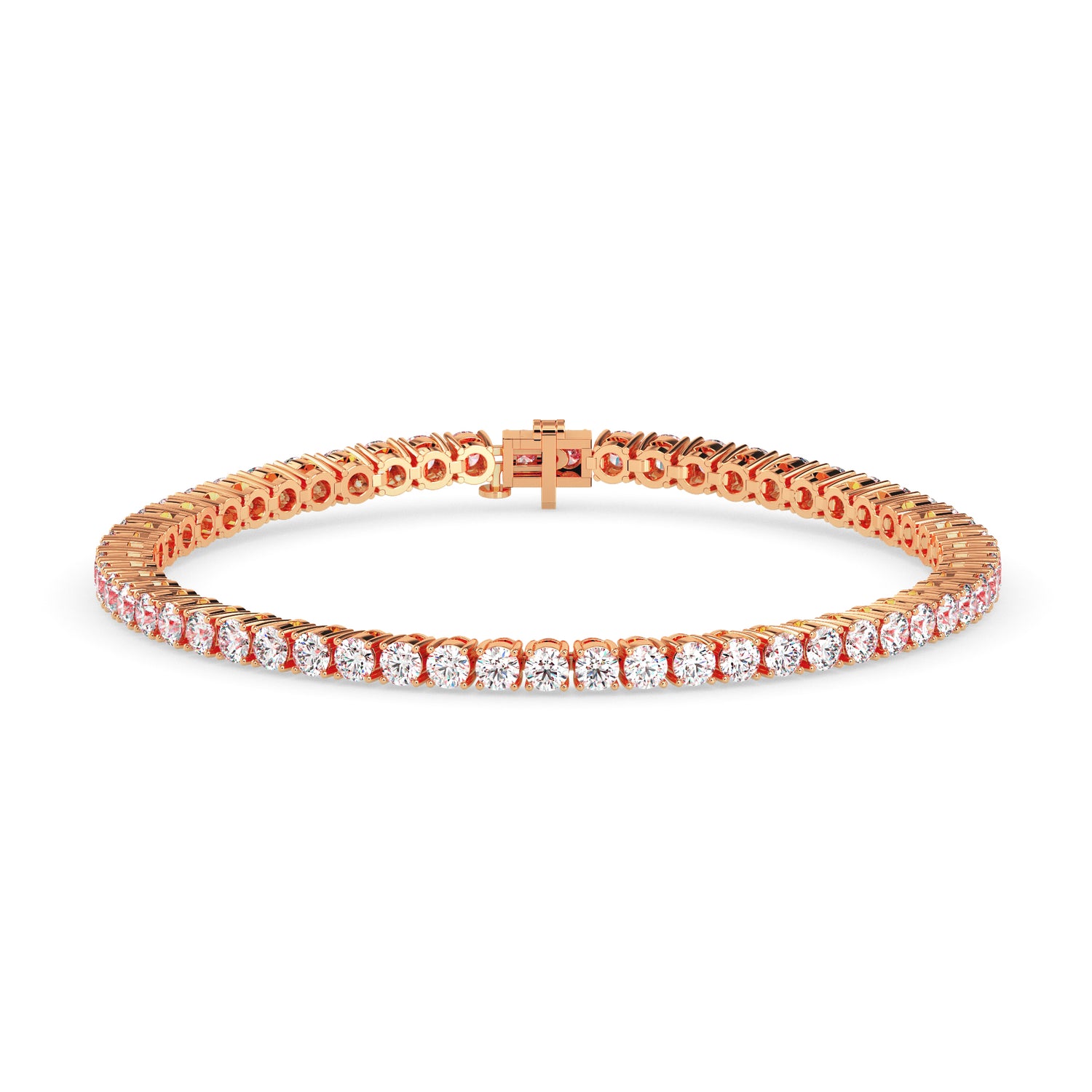 gold bracelet with lab grown diamonds on a white background