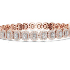 Rose gold bracelet with lab grown diamonds on a white background