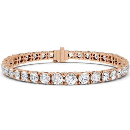 Rose gold bracelet with lab grown diamonds on a white background