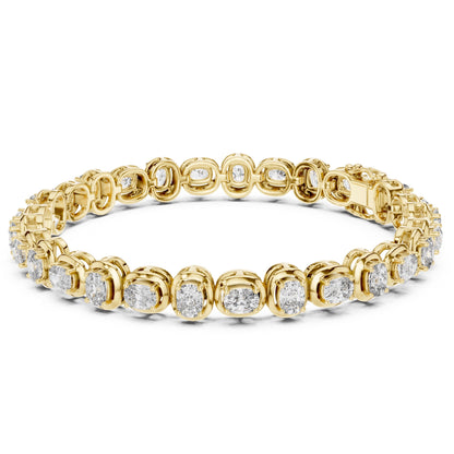 Gold bracelet with lab grown diamond accents on a white background