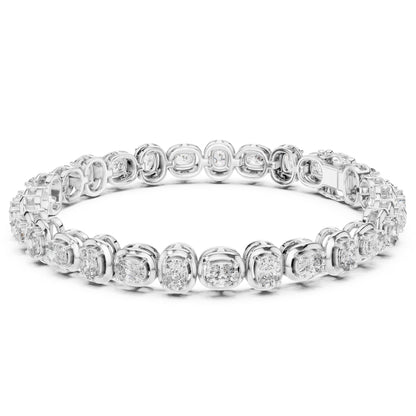 White gold lab grown diamond bracelet on a white background