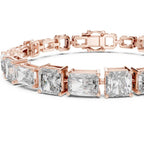 Rose gold bracelet with lab grown diamonds on a white background
