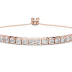 Rose gold bracelet with lab grown diamonds on a white background