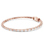 Rose gold and lab grown diamonds bracelet on a white background