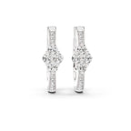 Pair of white gold & lab grown diamond earrings on a white background