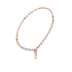 Rose gold necklace with lab grown diamonds on a white background