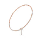 Rose gold necklace with lab grown diamonds on a white background
