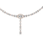 Lab grown diamond necklace with rose gold on a white background