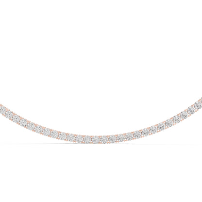 Tennis necklace with lab grown diamonds with white gold on a white background