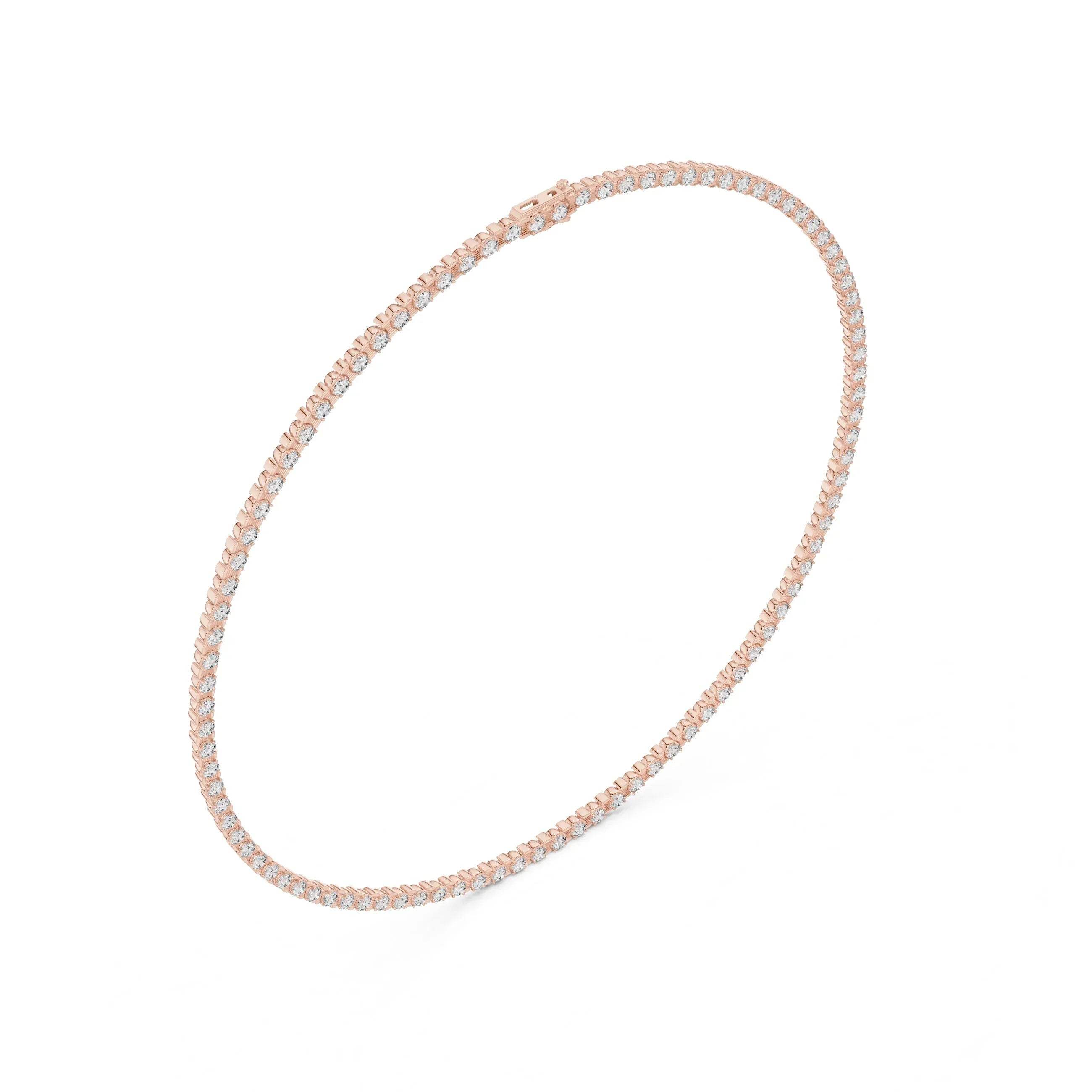 Lab grown diamond tennis necklace on a white background