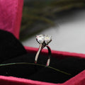 Diamond ring in a red box with a blurred background
