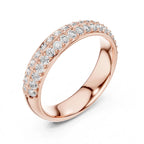 Rose gold ring with lab grown diamonds on a white background