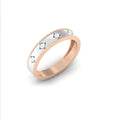 A band style men's diamond ring with alternating rose gold and silver bands, featuring multiple small natural certified diamonds.