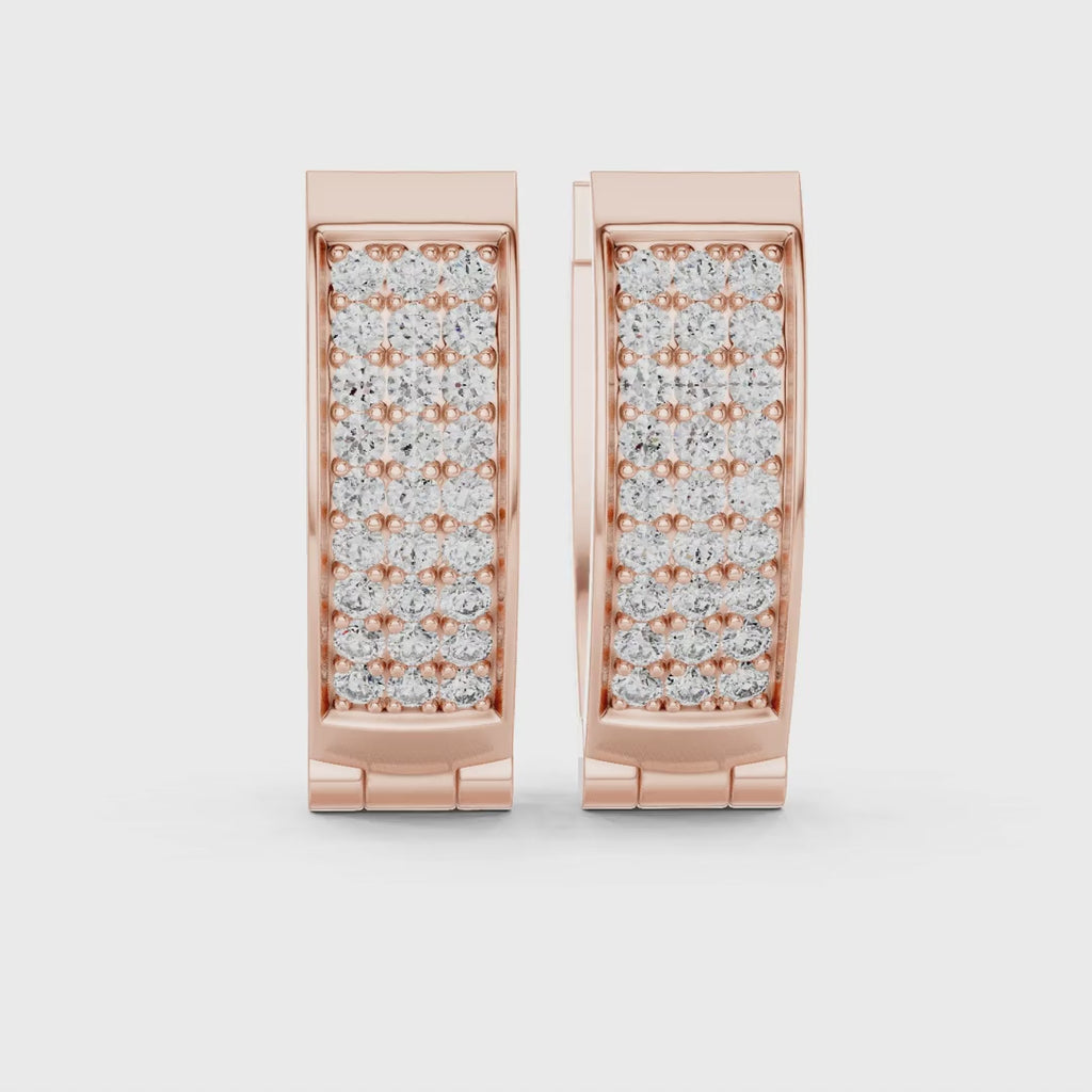 Velour Panel Pavé Diamond Huggie Earrings