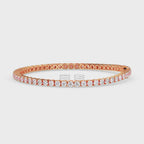 gold bracelet with lab grown diamonds on a white background, displaying from 360 degree angle
