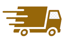 Icon of a fast-moving delivery truck on a white background