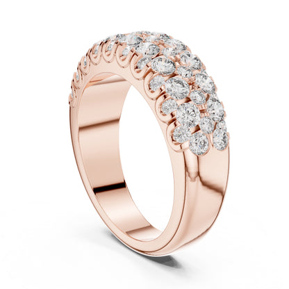 Rose gold ring with real diamonds on a white background