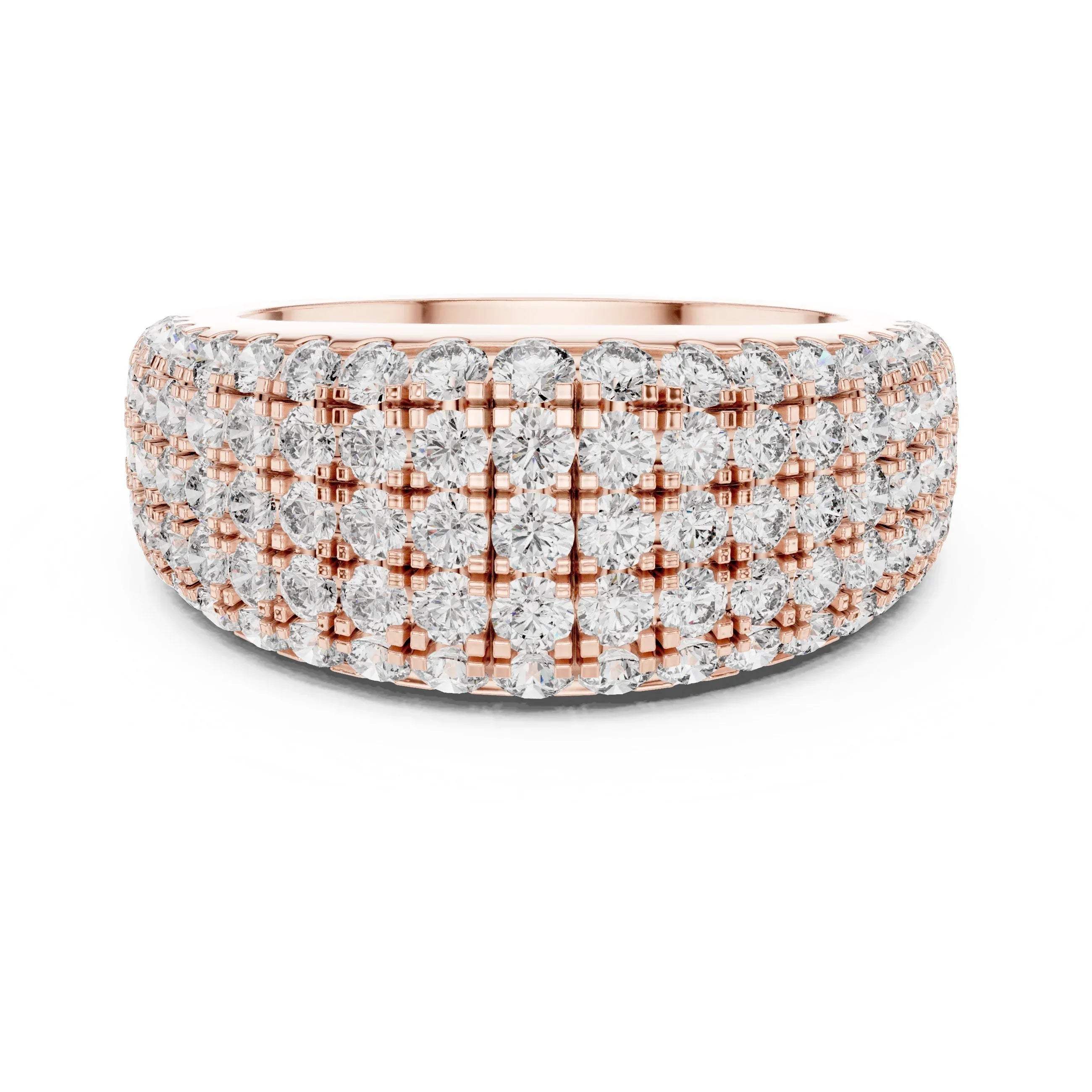 Elegant real diamond ring with rose gold band on a white background
