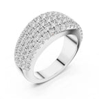 White gold ring with real diamond accents on a white background