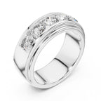 White gold ring with diamond stones on a white background