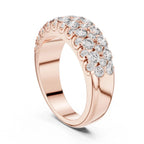 Rose gold ring with lab grown diamonds on a white background