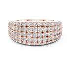 Elegant lab grown diamond ring with rose gold band on a white background