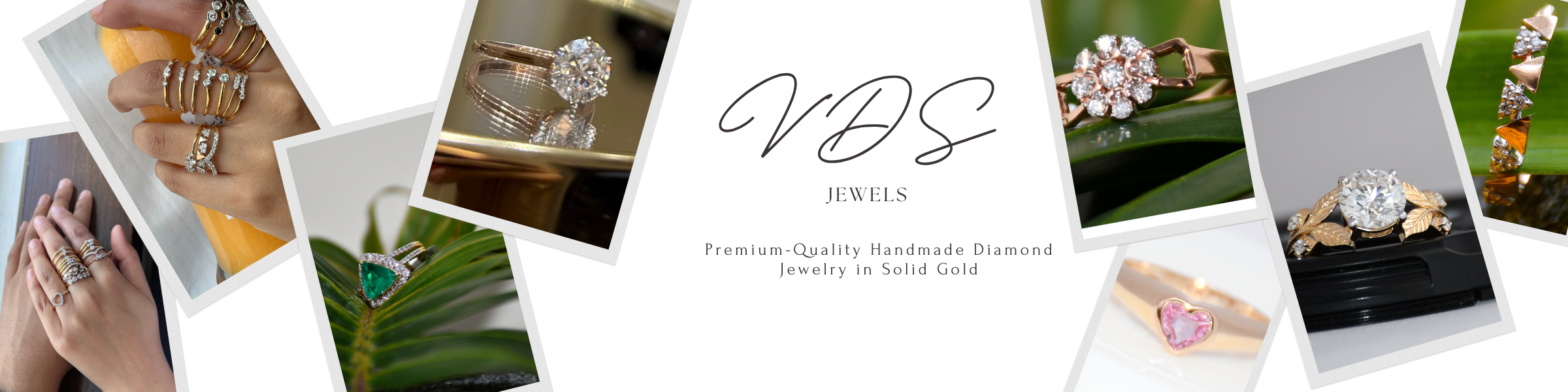 Collage of diamond jewelry images with 'VDS' brand name displayed.