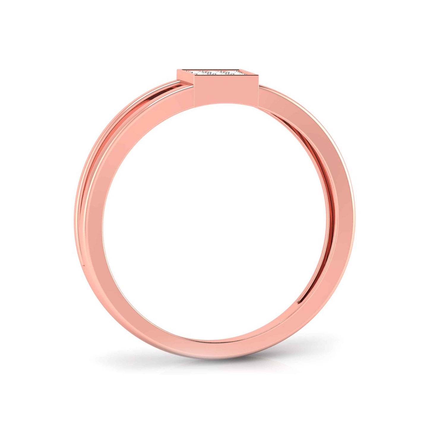 Rose gold ring on a white background