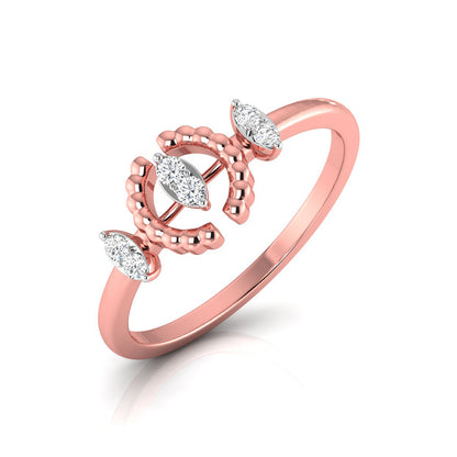 gold ring with round shape diamonds on a white background