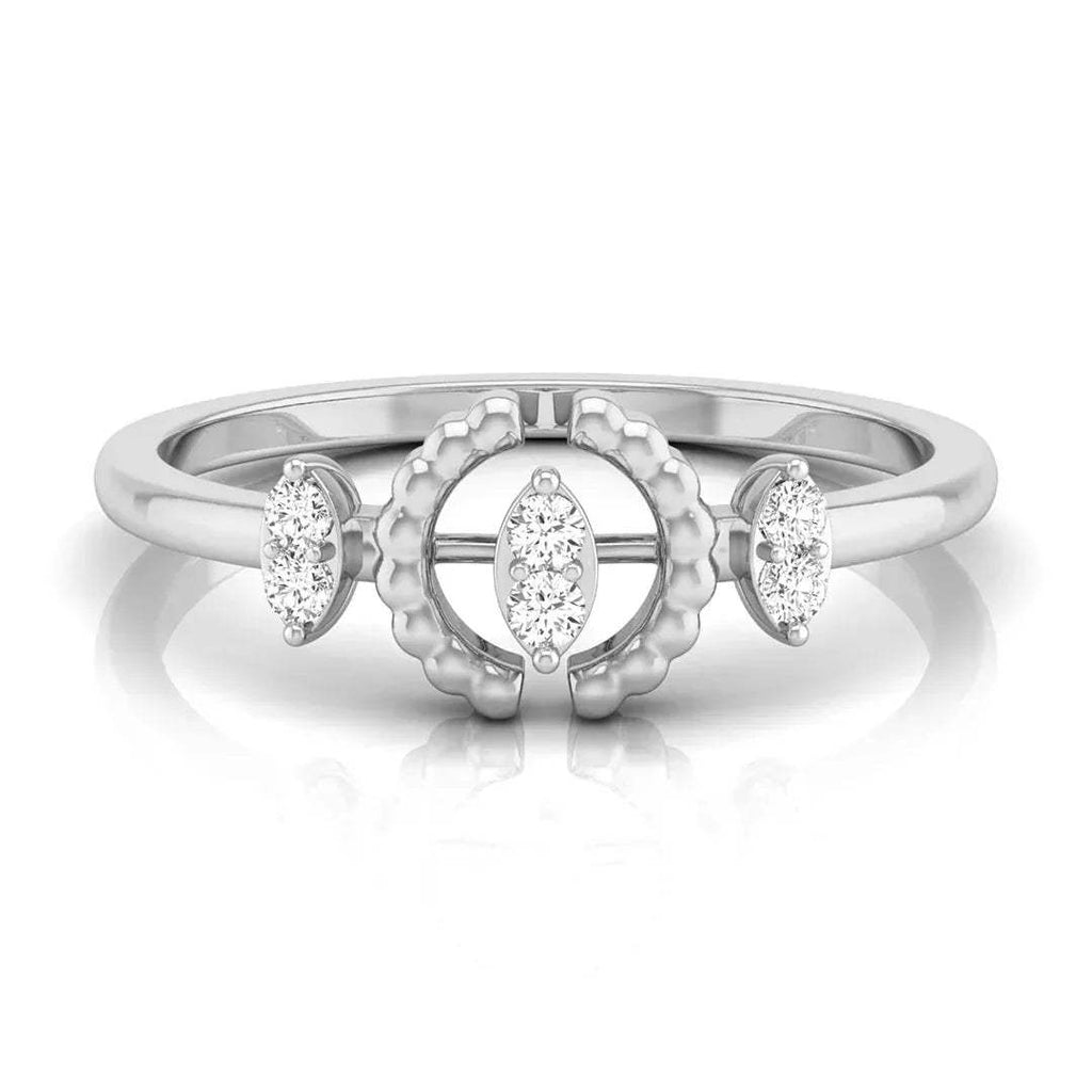 gold ring with round shape diamonds on a white background