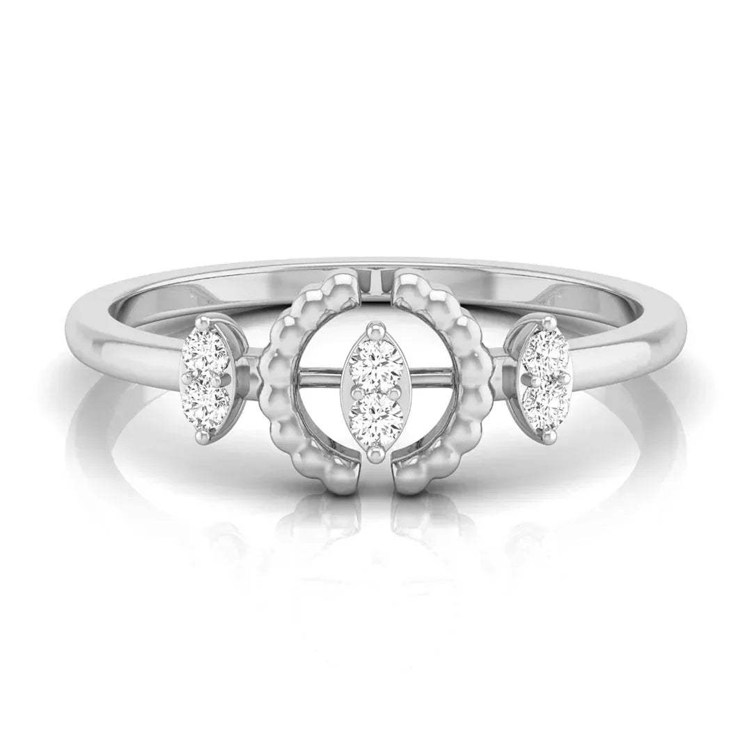 gold ring with round shape diamonds on a white background