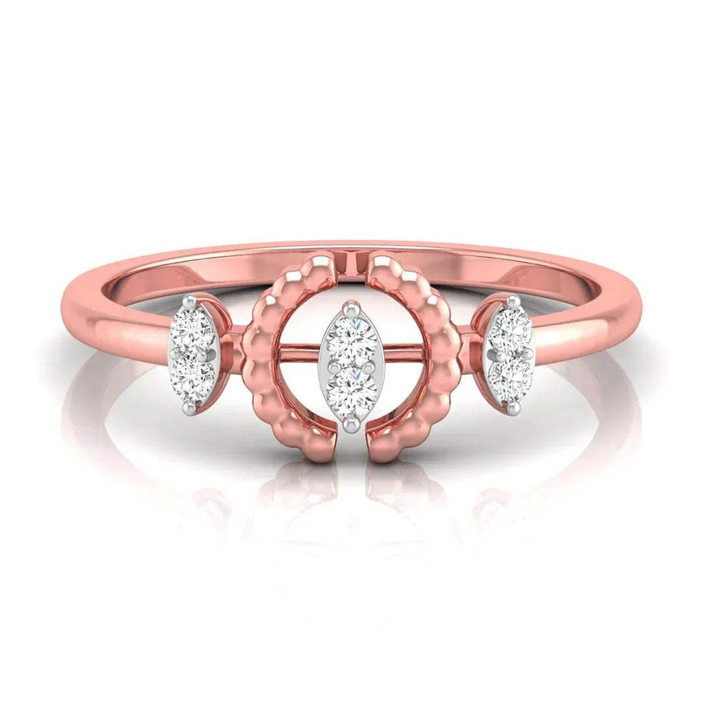 gold ring with round shape diamonds on a white background